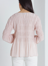 Load image into Gallery viewer, Marco Polo Long Sleeve Pleated Top - Blush
