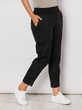 Load image into Gallery viewer, Gordon Smith Jersey Waist Linen Pant Black
