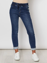 Load image into Gallery viewer, Threadz Striped Cuff Denim Jogger Jeans
